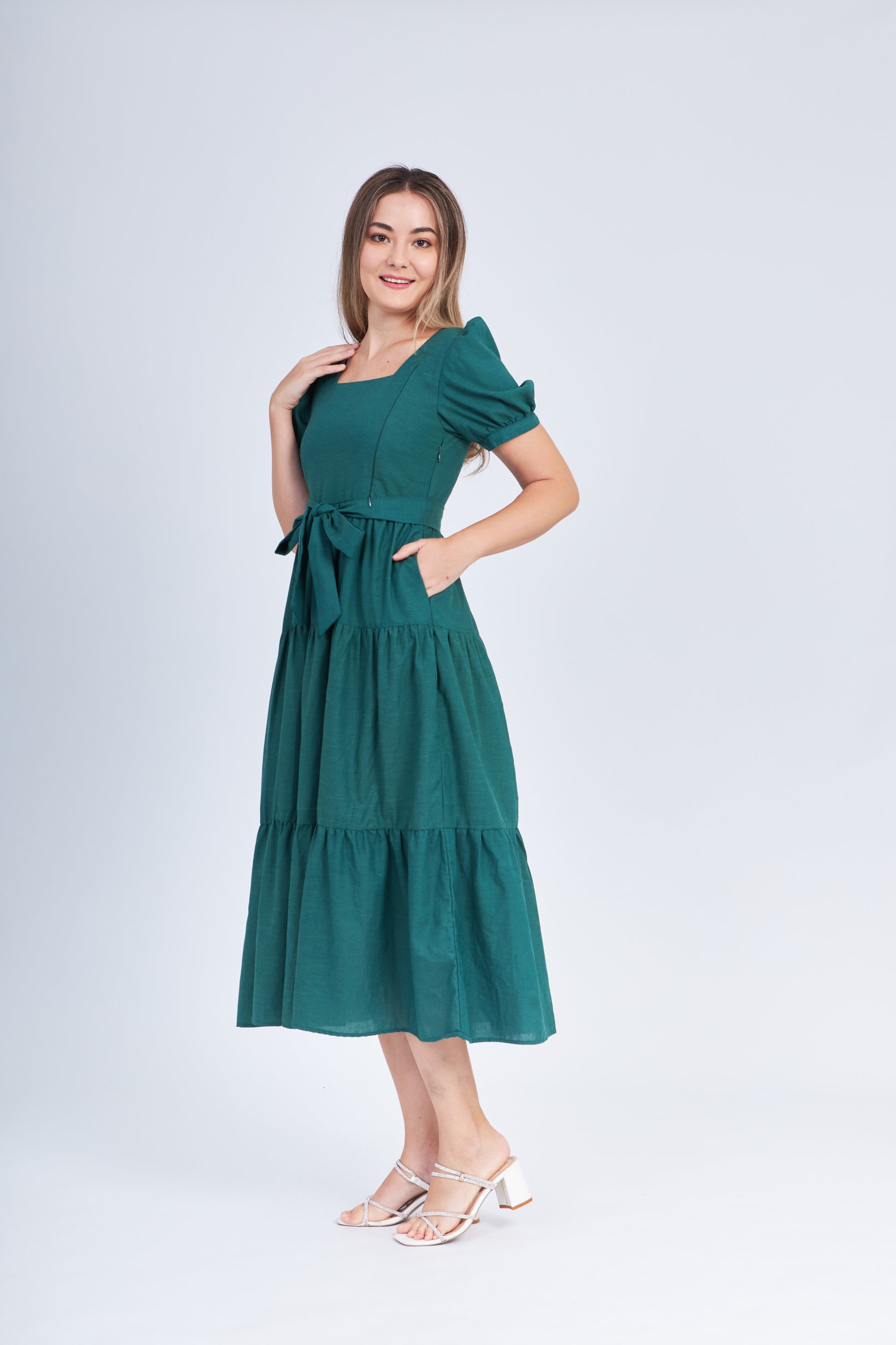 Nursing Dress With Pockets - Evergreen