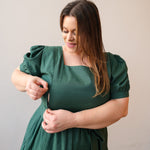 Nursing Dress With Pockets - Evergreen