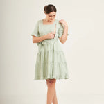 Everyday Dress with Nursing Zippers in Sage Green