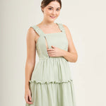 Midi Dress with Nursing Zippers in Sage Green