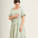 Everyday Dress with Nursing Zippers in Sage Green