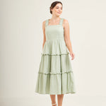 Midi Dress with Nursing Zippers in Sage Green