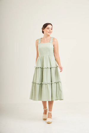 Midi Dress with Nursing Zippers in Sage Green