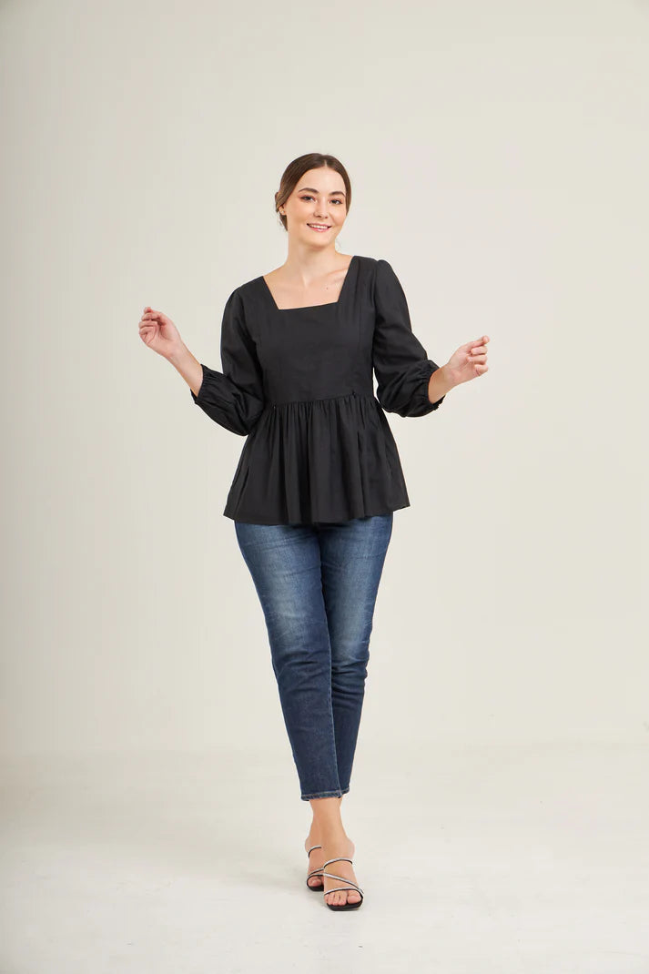 Top with Nursing Zippers in Black