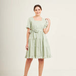 Everyday Dress with Nursing Zippers in Sage Green