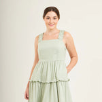 Midi Dress with Nursing Zippers in Sage Green