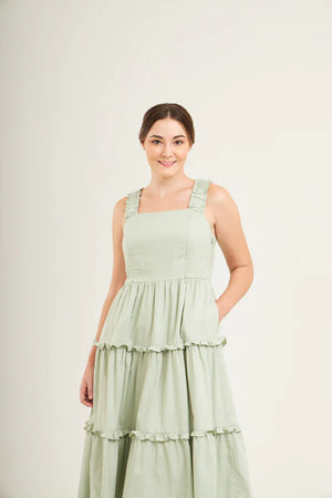 Midi Dress with Nursing Zippers in Sage Green