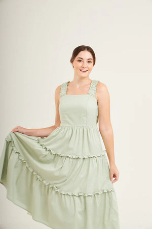 Midi Dress with Nursing Zippers in Sage Green