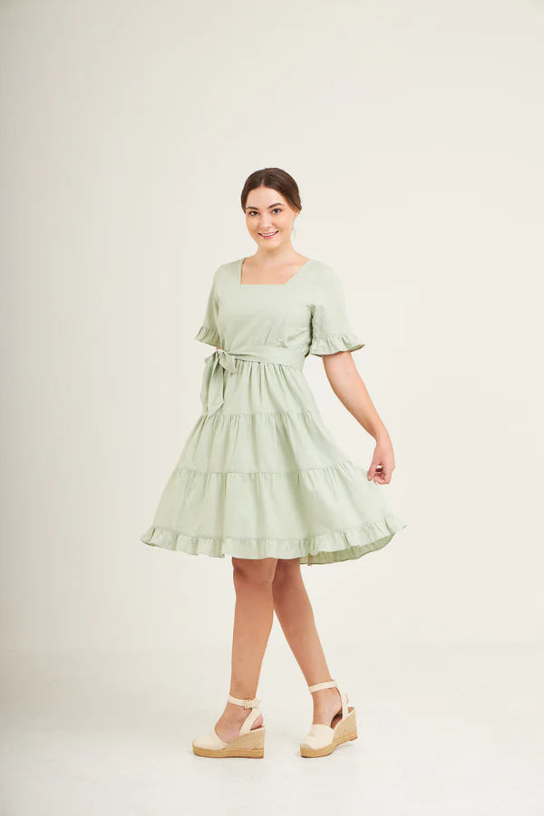 Everyday Dress with Nursing Zippers in Sage Green