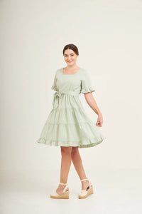 Everyday Dress with Nursing Zippers in Sage Green