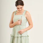 Midi Dress with Nursing Zippers in Sage Green