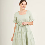 Everyday Dress with Nursing Zippers in Sage Green