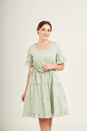 Everyday Dress with Nursing Zippers in Sage Green