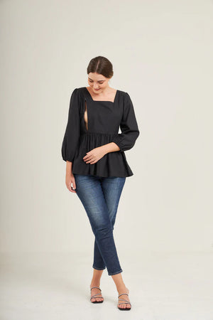 Top with Nursing Zippers in Black