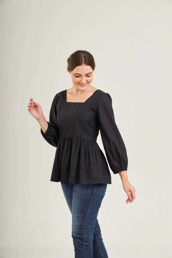 Top with Nursing Zippers in Black