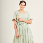 Everyday Dress with Nursing Zippers in Sage Green