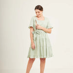 Everyday Dress with Nursing Zippers in Sage Green