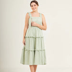 Midi Dress with Nursing Zippers in Sage Green