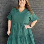 Nursing Dress With Pockets -Bell Sleeve- Green