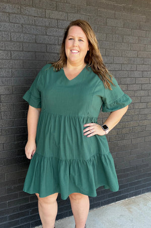 Nursing Dress With Pockets -Bell Sleeve- Green