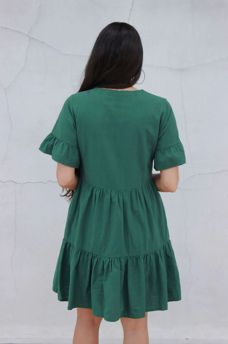 Nursing Dress With Pockets -Bell Sleeve- Green