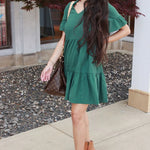 Nursing Dress With Pockets -Bell Sleeve- Green