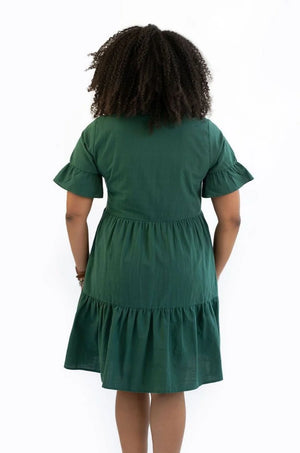 Nursing Dress With Pockets -Bell Sleeve- Green