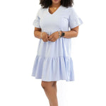 Nursing Dress With Pockets - Bell Sleeve- Periwinkle (Lavender/Blue)