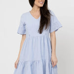 Nursing Dress With Pockets - Bell Sleeve- Periwinkle (Lavender/Blue)