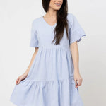 Nursing Dress With Pockets - Bell Sleeve- Periwinkle (Lavender/Blue)